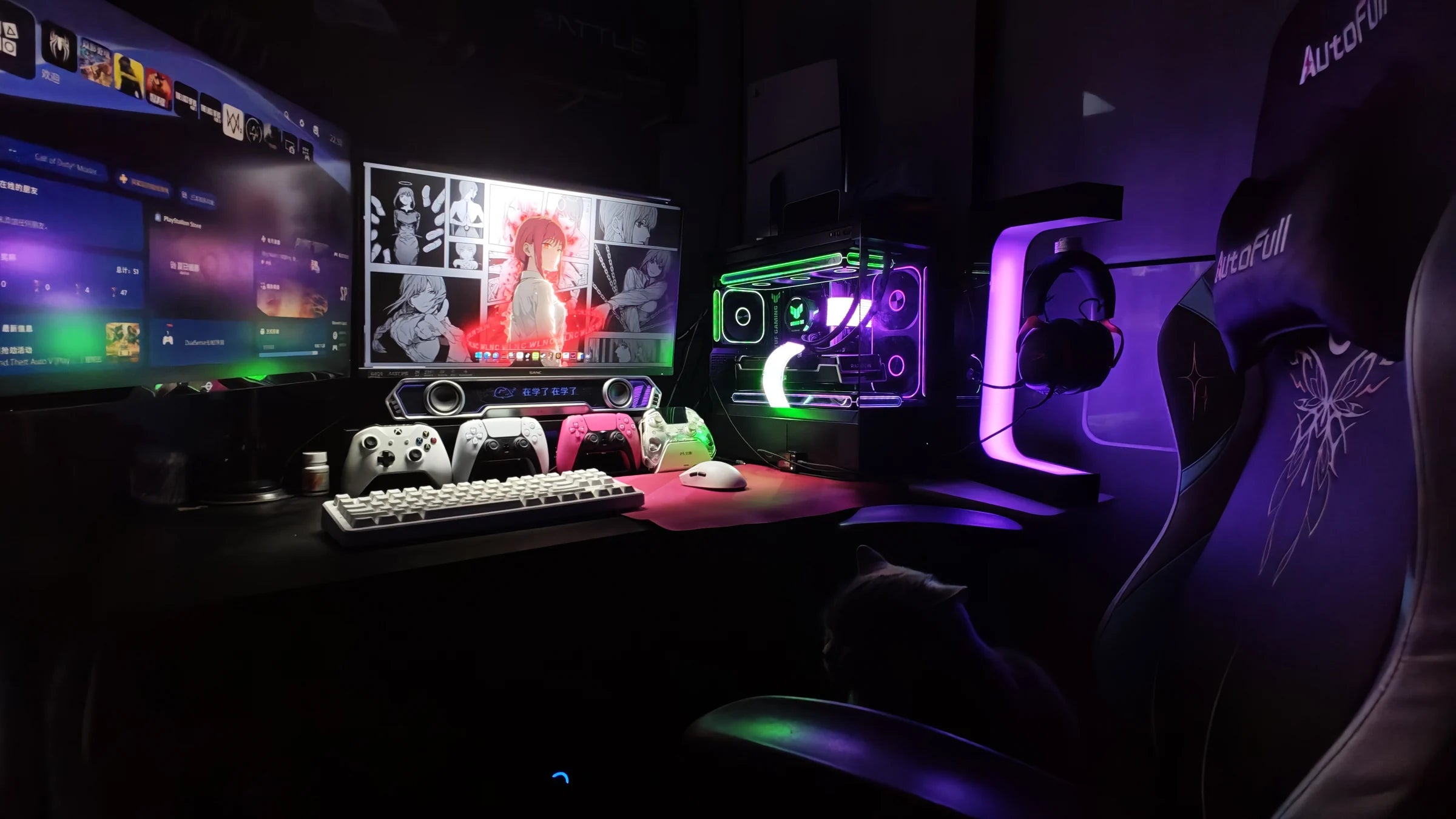 Beacon 01 in a purple-lit gaming desk setup